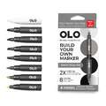 Set de 8 demi-marqueurs pointe biseautée OLO, Set, Gris chauds