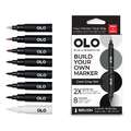 Set de 8 demi-marqueurs pointe pinceau OLO, Set, Gris froids	