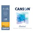 CANSON® Montval® Aquarellkarton, 300 g/m² Feinkorn, 42 cm x 59,4 cm, DIN A2, 300 g/m², fein, Block mit 12 Blatt, an der kurzen Seite geleimt