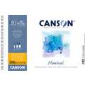 CANSON® Montval® Aquarellkarton, 300 g/m² Feinkorn, 29,7 cm x 42 cm, DIN A3, 300 g/m², fein, Spiralblock mit 12 Blatt, gebunden an der kurzen Seite
