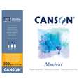 CANSON® Montval® Aquarellkarton, 300 g/qm Feinkorn, 30 cm x 40 cm, 300 g/m², fein, Block mit 12 Blatt, 4-seitig geleimt