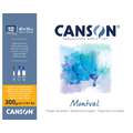 CANSON® Montval® Aquarellkarton, 300 g/m² Feinkorn, 40 cm x 50 cm, 300 g/m², fein, Block mit 12 Blatt, 4-seitig geleimt
