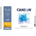 CANSON® Montval® Aquarellkarton, 300 g/qm Feinkorn, 21 cm x 29,7 cm, DIN A4, 300 g/m², fein, Spiralblock mit 12 Blatt, gebunden an der kurzen Seite