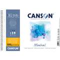 CANSON® Montval® Aquarellkarton, 300 g/m² Feinkorn, 24 cm x 32 cm, 300 g/m², fein, Spiralblock mit 12 Blatt, gebunden an der kurzen Seite