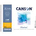 CANSON® Papier Aquarelle Montval®, 300 g/m², 37 cm x 46 cm, 300 g/m², fin, Bloc  à spirales de 12 feuilles, lié au côté court