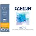 CANSON® Montval® Aquarellkarton, 300 g/m² Feinkorn, 36 cm x 48 cm, 300 g/m², fein, Block mit 12 Blatt, an der kurzen Seite geleimt