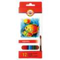 Coffret de crayons de couleurs aquarellables poisson Koh-I-Noor, 12 crayons, Set