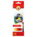 Coffret de crayons de couleurs aquarellables poisson Koh-I-Noor, 18 crayons, Set