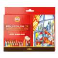 Coffrets en carton de crayons de couleur Polycolor Koh-I-Noor, 24 crayons + 1 taille-crayon + 2 crayons graphite, Set