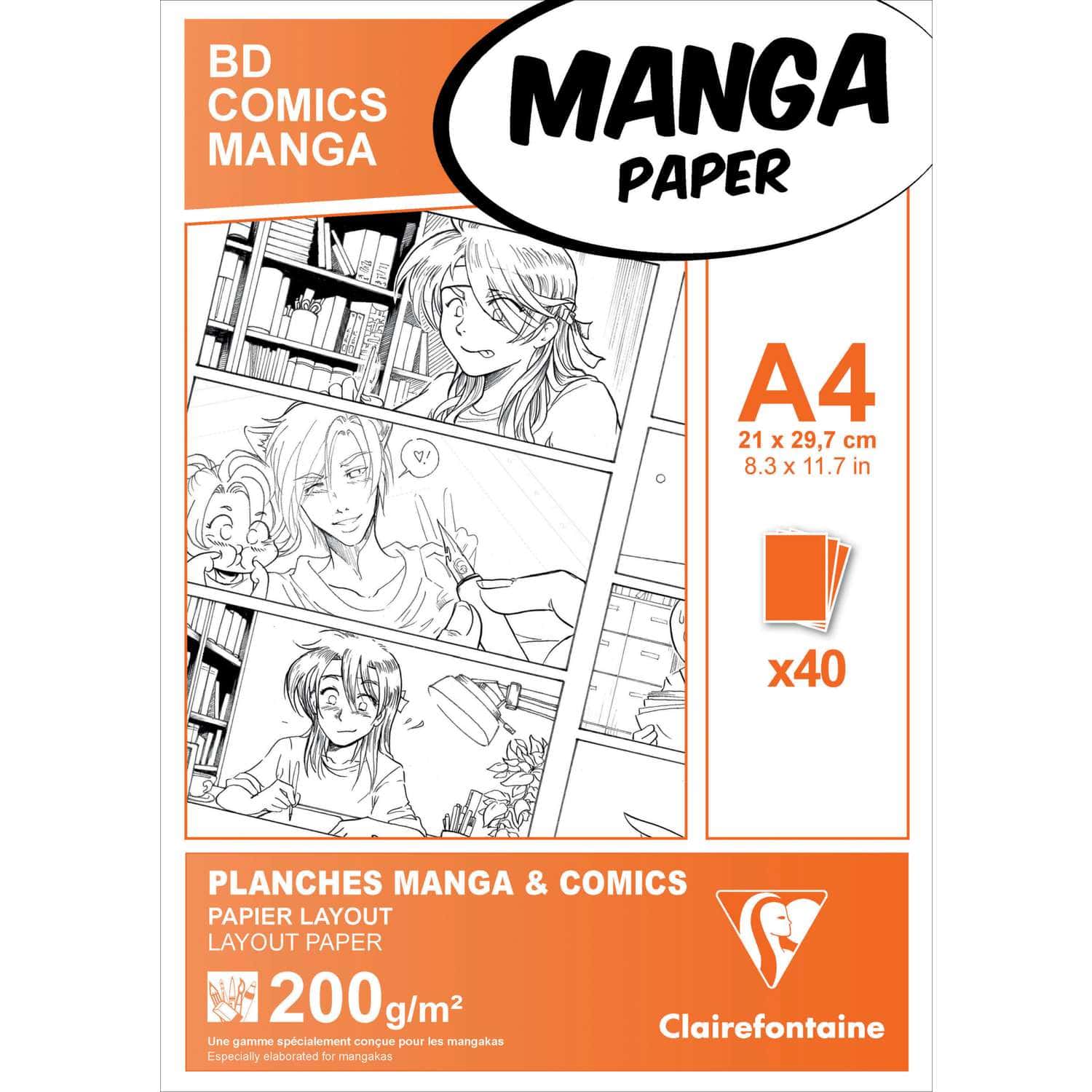 Papier manga et comics Clairefontaine, paquet de 40 feuilles