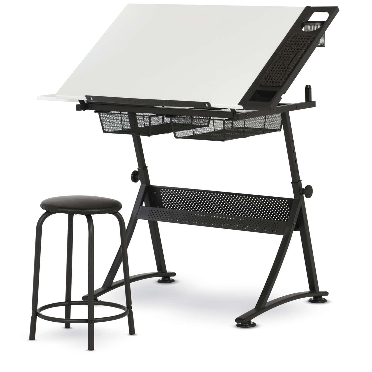 Table à dessin Design Fusion Craft, surface blanche et tabouret inclu