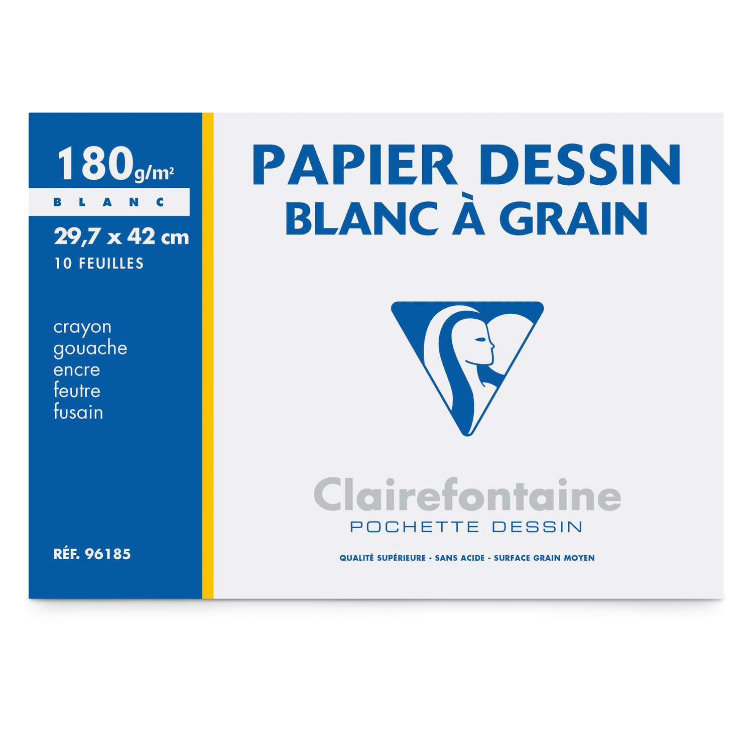 Canson - La Pochette C à Grain - Papier à dessin - A4 - 125 g/m² - 12  feuilles - Blanc