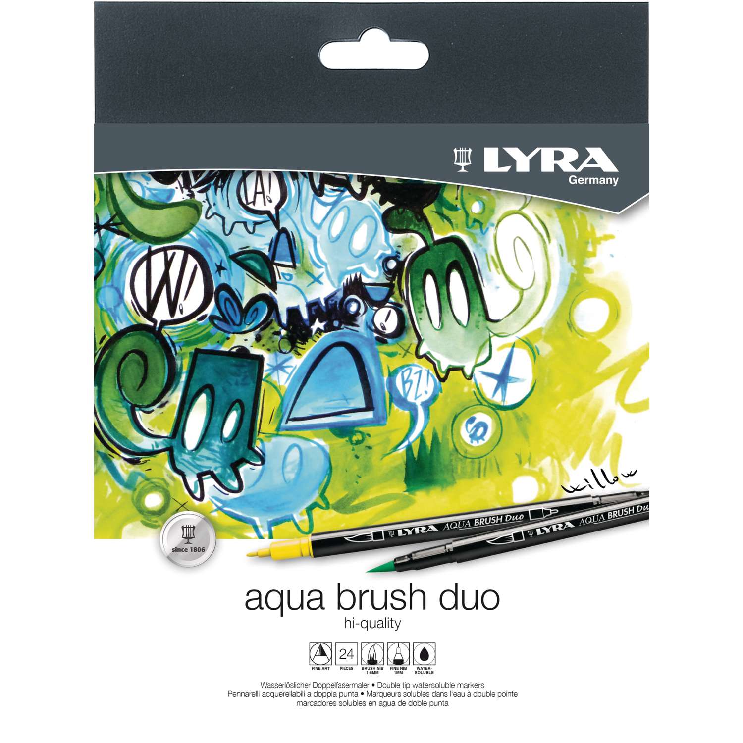 Feutres aquarellables à double pointe LYRA Aqua Brush, étui