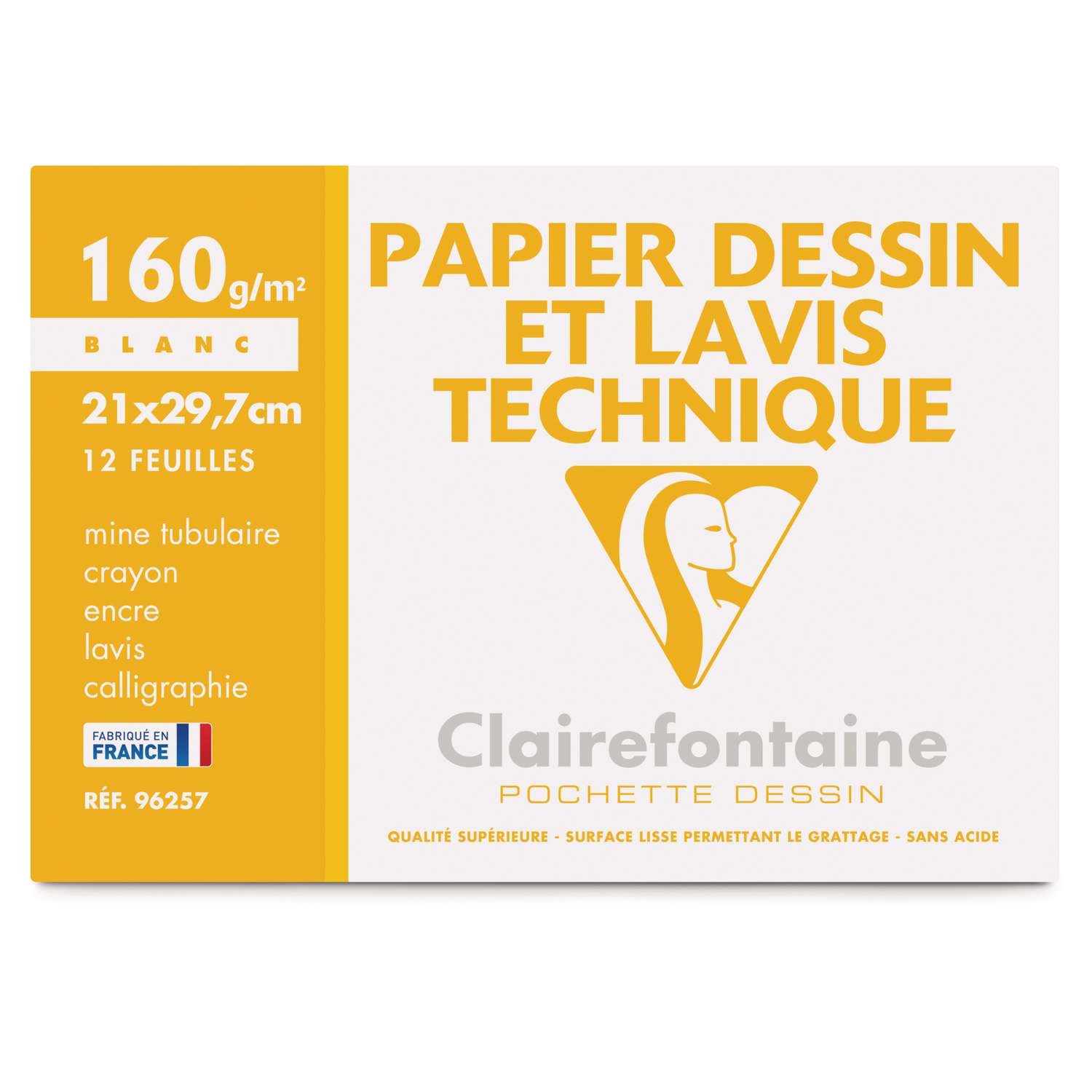 Clairefontaine Zeichenblock DIN A4 – 20 Blatt, 224g/m², Für Aquarell & Zeichen