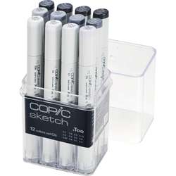 Set de 12 marqueurs COPIC® sketch, nuances grises