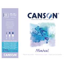 CANSON® Papier Aquarelle Montval bloc grain torchon, 270 g/m²