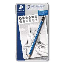 Crayons à dessin Mars® Lumograph® 100 STAEDTLER®, étui en métal de 12