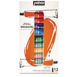 pébéo Studio Gouache 12er-Set, 12-ml-Tuben