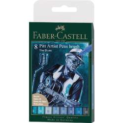 FABER-CASTELL Pitt Artist Pen Brush Tuschestift, 8er-Set, The Blues