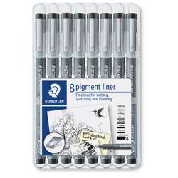 Etuis de 8 feutres Pigment Liner Staedtler