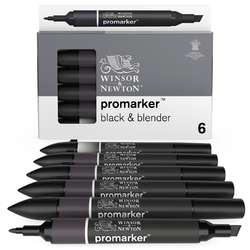 Set de 6 marqueurs noirs et blender Promarker Winsor & Newton