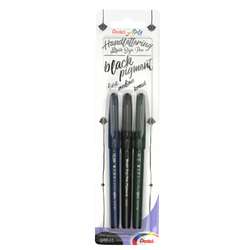 Pentel® Brush Sign Pen Black Pigment, 3er-Set