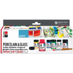 Marabu Porcelain & Glass Glossy (glänzend) Starterset, 6 x 15 ml