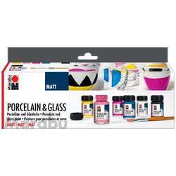 Set de peinture mate porcelaine et verre Marabu, 6 x 15 ml