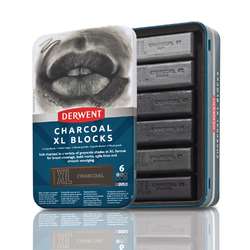 Set de 6 blocs larges XL de fusains colorés DERWENT Charcoal,
