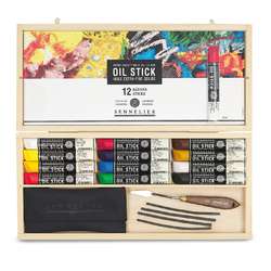 Coffret bois de 12 Oil Stick Sennelier