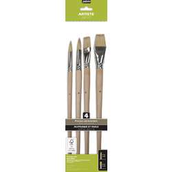 Set de 4 pinceaux synthétiques avec manche long Pébéo
