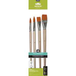 Set de 4 pinceaux en fibres synthétiques dorées en polyamide Pébéo
