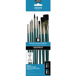 pébéo Aquarellpinsel 8er-Set, Rund und Flach