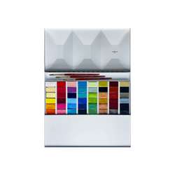 Coffret d´aquarelles extra fines CHARVIN, 48 godets entiers avec 3 pinceaux