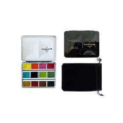 Coffret d´aquarelles extra fines CHARVIN, 12 demi-godets collection diamant
