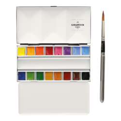 Coffret d´aquarelles extra fines CHARVIN, 16 demi-godets