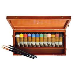 CHARVIN extrafeine Ölfarben Holzkasten, 12 Farben