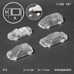 Lot de 4 voitures transparentes modélisme Schulcz