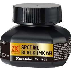 Kuretake ZIG® Cartoonist™ SPECIAL BLACK INK 60 — 60 ml, matt schwarz