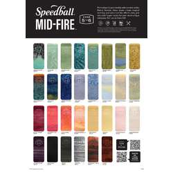 Speedball® Mid-Fire Glaze Farbtabelle Nr. 1, 30 Musterkacheln