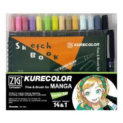 Kuretake ZIG® KURECOLOR® Fine & Brush for Manga, Starter Set