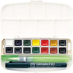 Kuretake ZIG® transparentes Aquarellset, 14 Farben + 2 Stifte