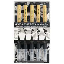 Kuretake Bimoji Fude Pen Set, Schwarz