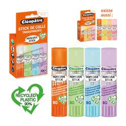 Cléopâtre Adhésive’Stick transparente Klebestifte in Pastel-Version, 4er-Set je 8 g