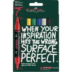 FABER-CASTELL Multimark Acrylic Twin Marker 6er Set (1-3mm) Basic Colors