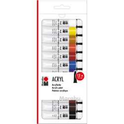 Marabu Acrylfarben-Set, 12 x 12 ml
