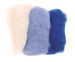 GLOREX Schafwolle Mischpackungen, 3 x 10 g, Blau-Mix