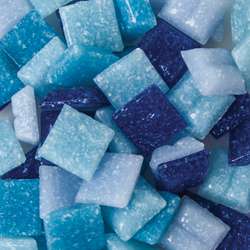 Pierres de mosaïque Joy, 10 x 10 mm x 4 mm, 200g, env. 290 pièces, Camaieu bleu