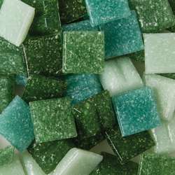 Pierres de mosaïque Joy, 10 x 10 mm x 4 mm, 200g, env. 290 pièces, Camaieu vert