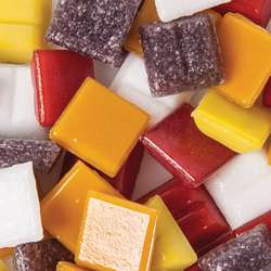 Joy - Mosaik Mosaiksteine, 10 x 10 mm x 4 mm, 200g, ca 290 Stück, gelb rot mix